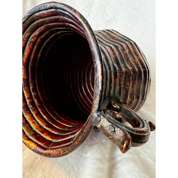 Rustic Copper Hue Tin Plant Flower Vase Urn 12.75" Tall - Picture 7 of 10